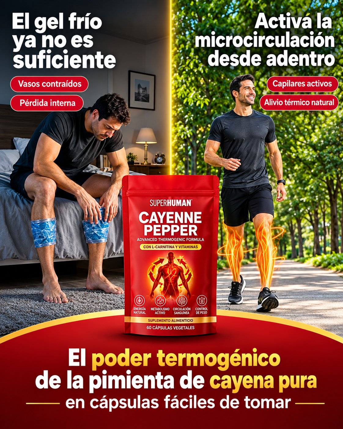 Cayenne Pepper – Suplemento Botánico para Circulación Saludable (60 Cápsulas) SuperHuman