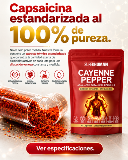 Cayenne Pepper – Suplemento Botánico para Circulación Saludable (60 Cápsulas) SuperHuman