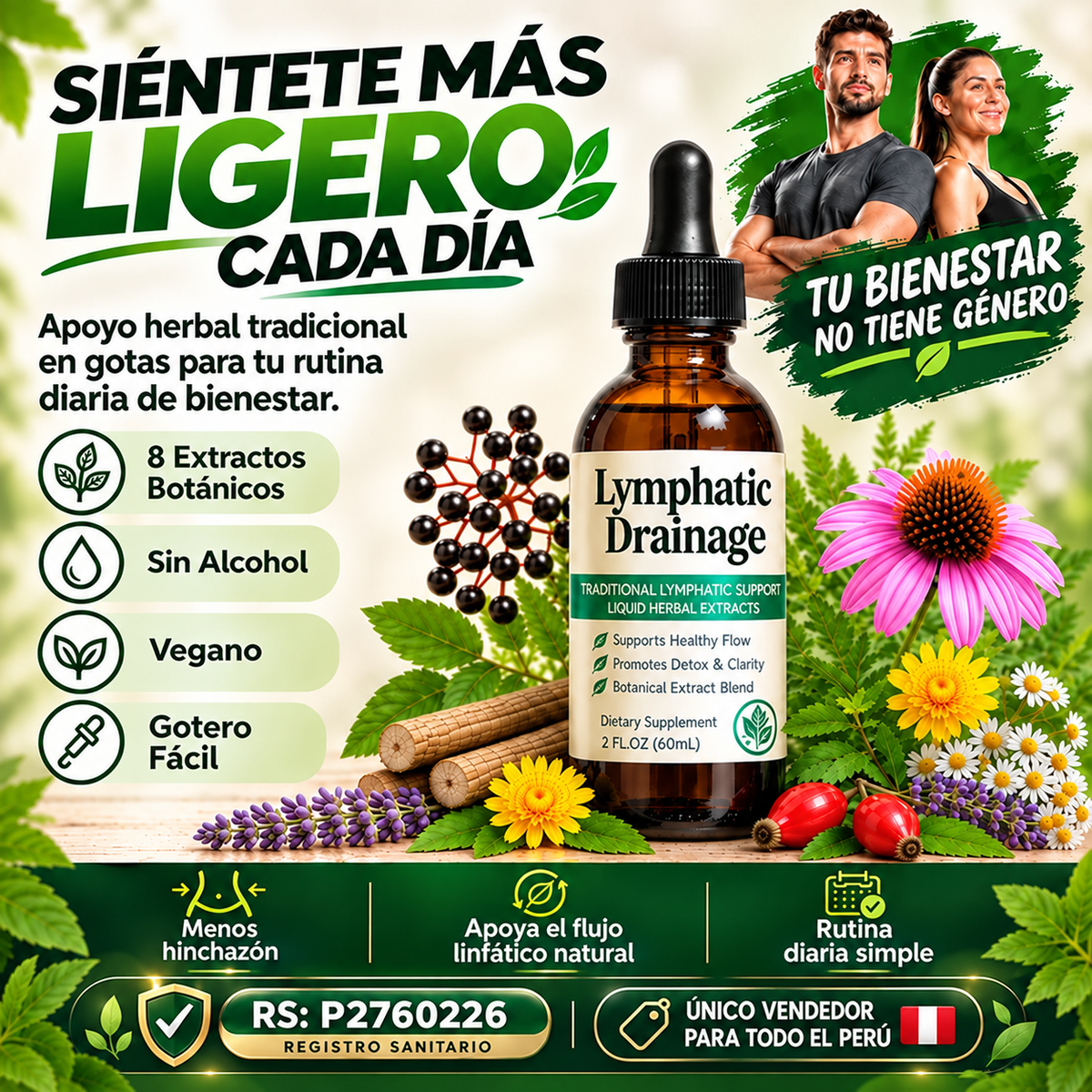 PurezaDrops™ | Drena Naturalmente la Hinchazón del Rostro, Abdomen y Piernas