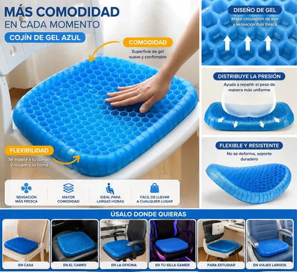 Cojín Gel Premium: más comodidad en tu silla, auto u oficina.💙